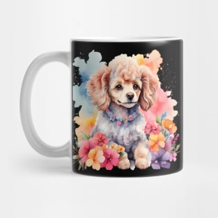 A baby poodle decorated with beautiful watercolor flowers Mug